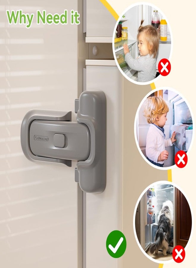 إيوديمن قفل ثلاجة من يوديمون، عبوة واحدة، قفل أمان للأطفال للثلاجة والفريزر للأطفال الصغار، سهل التركيب، لا حاجة لأدوات أو مثقاب (رمادي) - Image 4